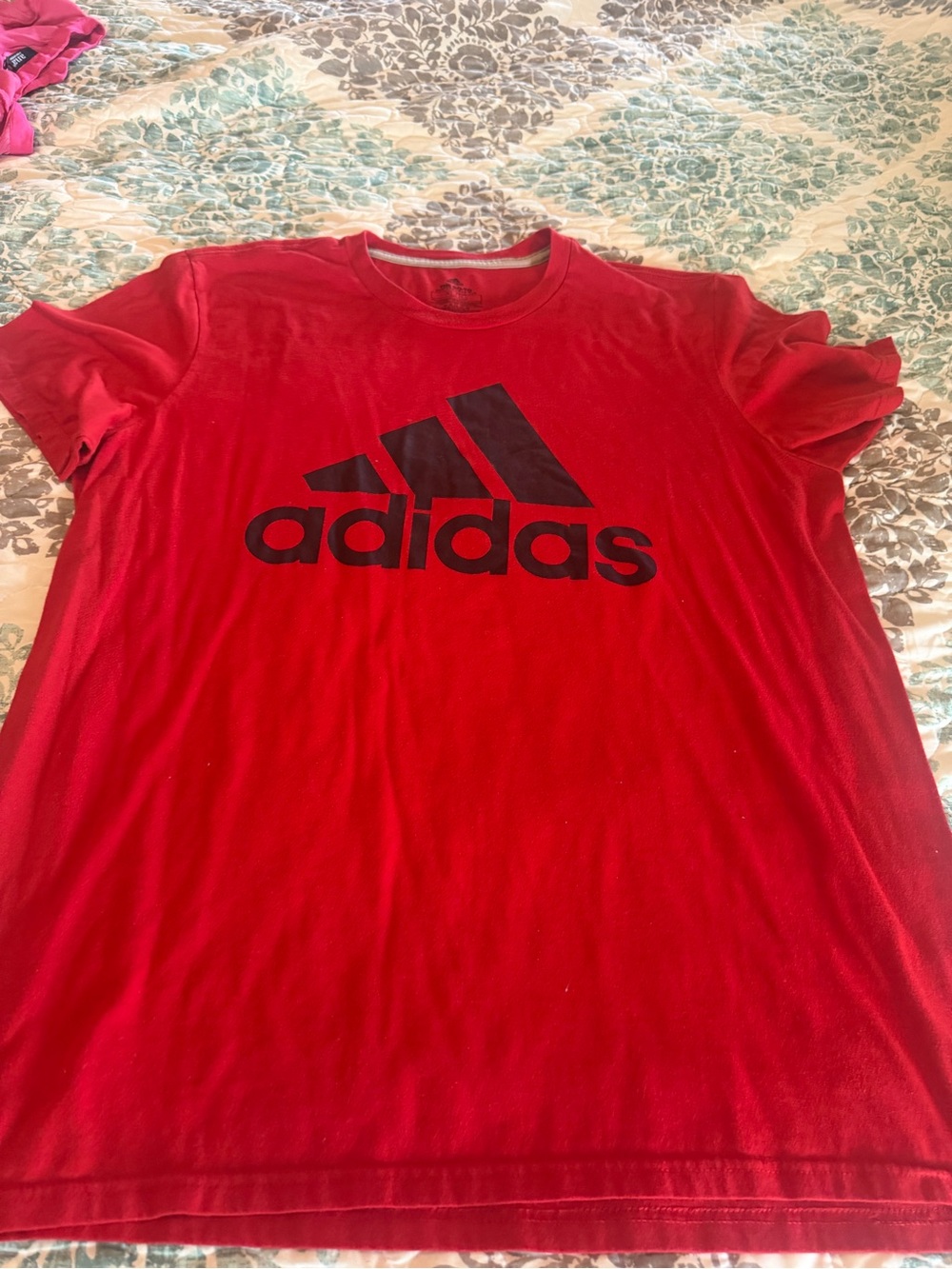 adidas Red Short-Sleeve Logo Tee